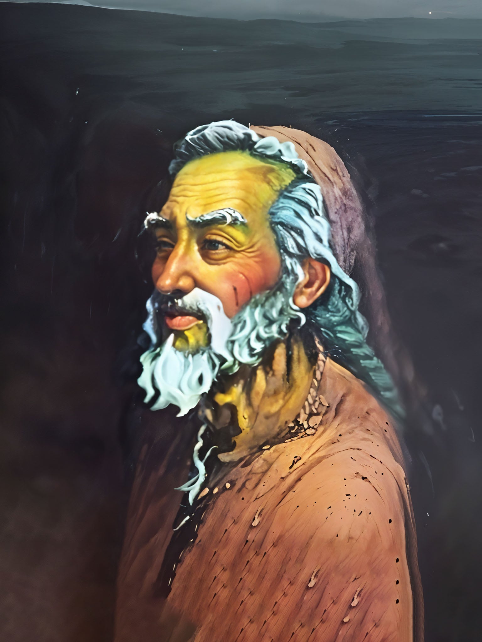 Depiction of Ghazibay, celebrated Uyghur physician and herbalist of Khotan, author of a compendium of herbal medicines