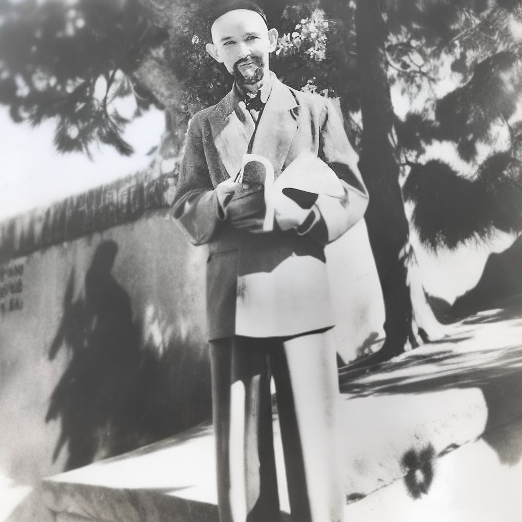 Portrait of the Uyghur poet Nimshehit (1904–1971), pen name meaning "half-martyr", of Sayram in Bay County