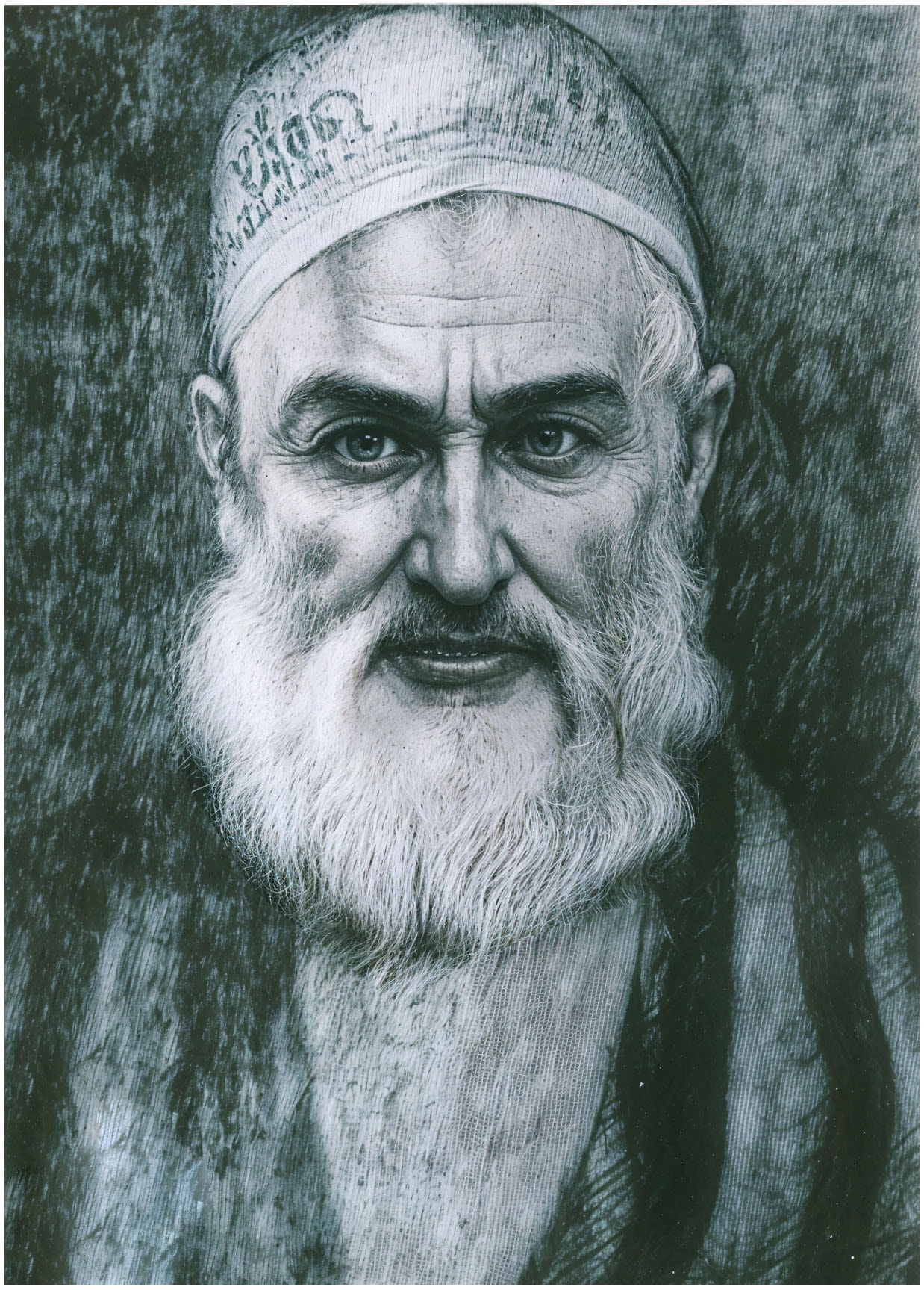 Portrait of Huseyinkhan Ekber Tejelli (born 1856), Uyghur scholar, poet, physician and chemist of Qaghiliq